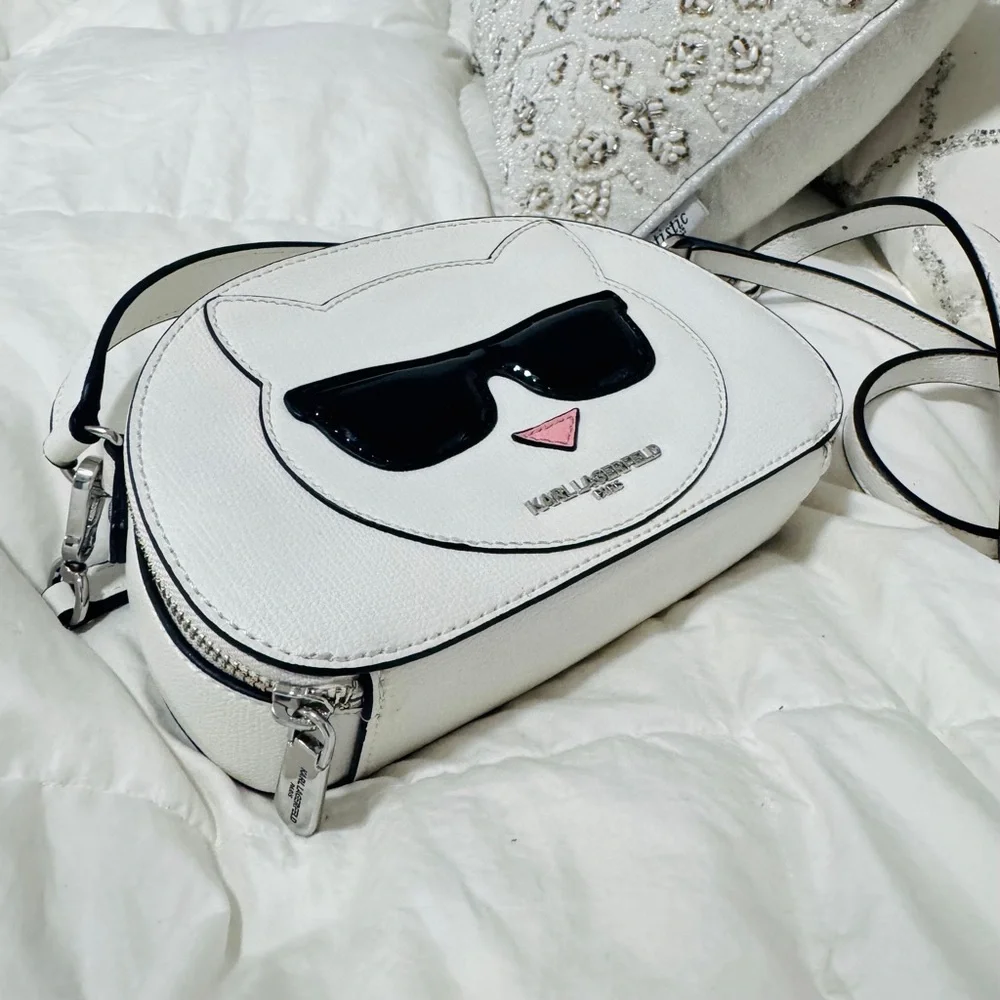 Karl Lagerfeld White and Black Cat Crossbody Bag - Picture 5 of 5